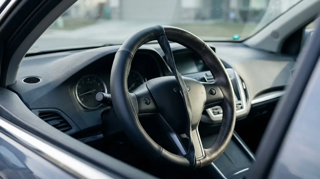 Covered and uncovered leather steering wheels compared for grip, comfort, and original surface protection.